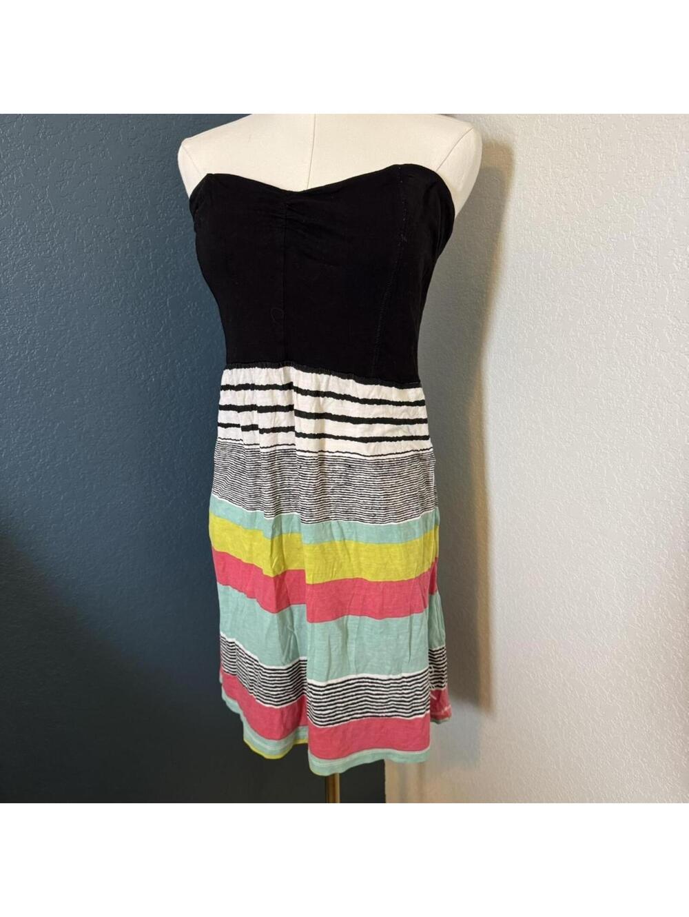 Rip Curl Strapless Multi-Color Striped Sundress - Black Bodice